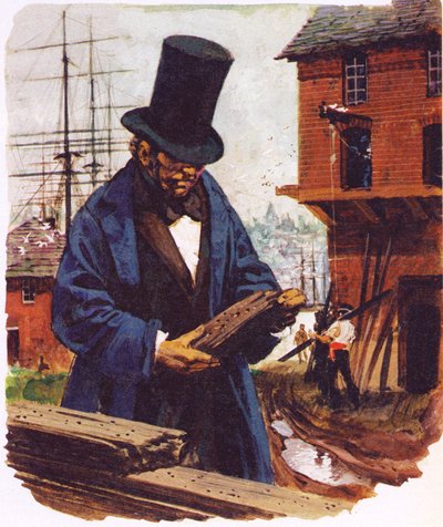 Brunel kreeg zijn inspiratie voor zijn tunnelboorschild door een scheepsworm te zien boren in een eiken plank door English School